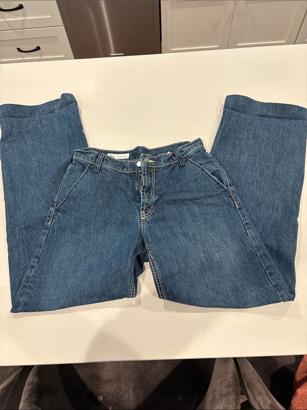 Zara Women’s Blue Straight-Leg Jeans